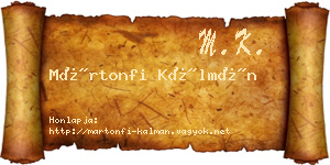 Mártonfi Kálmán névjegykártya